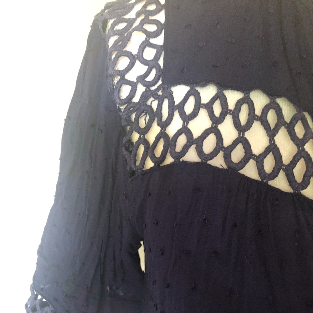 Anthropologie Navy blue blouse with cutout accents - Picture 8 of 15